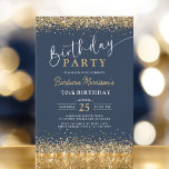 Elegant Gold Glitter Navy Blue Birthday Any Age Invitation<br><div class="desc">Celebrate any milestone with this Navy Blue Gold Glitter Any Age Birthday Invitation. Featuring a chic combination of navy blue and gold glitter accents, this invitation is perfect for any age—whether it’s an 18th, 21st, 30th, 40th, 50th, 60th, 70th, 80th, 90th, or even a 100th. With a modern design that...</div>
