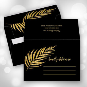 Elegant Gold Glitter Palm Holiday Christmas Envelope