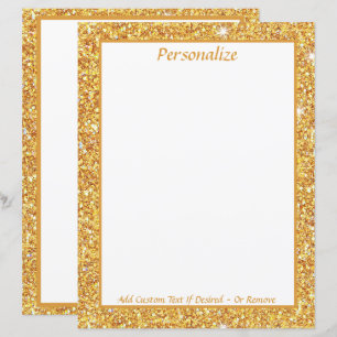 Elegant Gold Glitter Personalise Stationery Paper