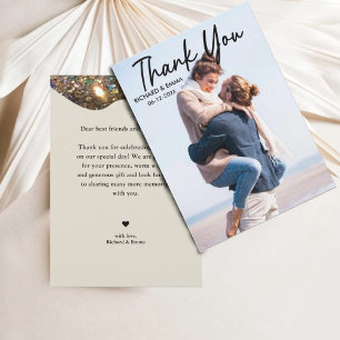 Elegant Gold Glitter Personalised Photo Wedding Thank You Card