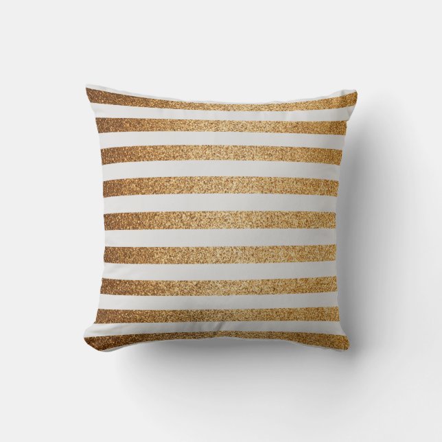 Elegant Gold Glitter Pinstripes Stripe Pattern Cushion (Front)