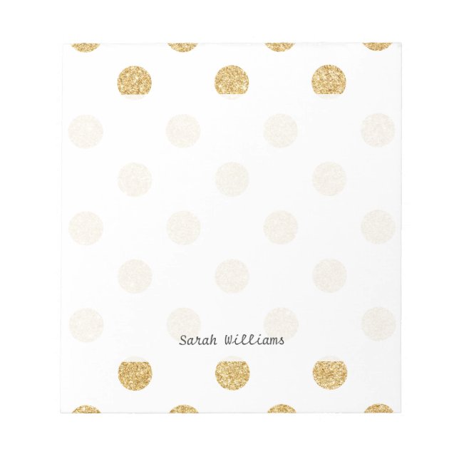 Elegant Gold Glitter Polka Dots Pattern Notepad (Front)