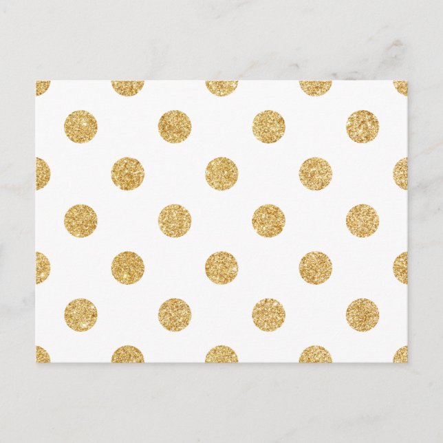 Elegant Gold Glitter Polka Dots Pattern Postcard (Front)