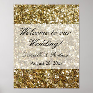 Elegant Gold Glitter Printed Wedding Poster