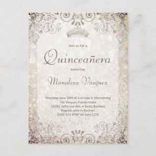 Elegant Gold Glitter Quinceañera  15th Birthday Postcard