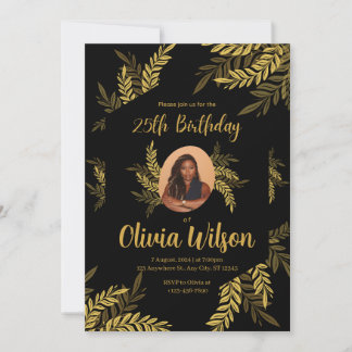 Elegant Gold Glitter Quinceañera 25th Part Wedding Invitation