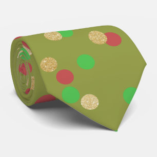 elegant gold glitter red green Christmas confetti Tie
