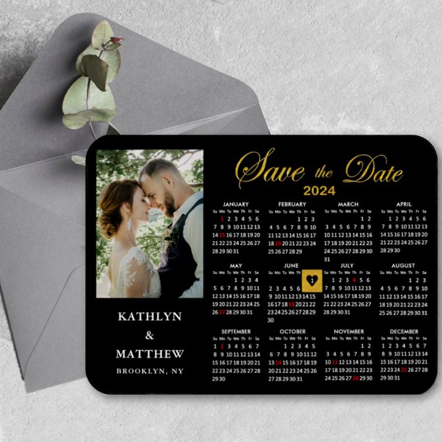 Elegant Gold Glitter Script Photo Save the Date Magnet (Creator Uploaded)