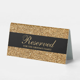 Elegant Gold Glitter Script Wedding Reserved