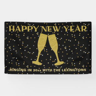 Elegant Gold Glitter Sparkle New Years Eve Party Banner