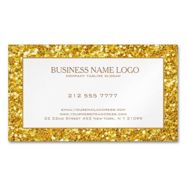 Elegant Gold Glitter Sparkles Pattern Magnetic Business Card (Front)