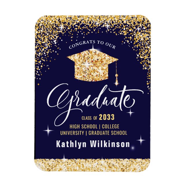 Elegant Gold Glitter Sparkling Graduation Magnet (Vertical)