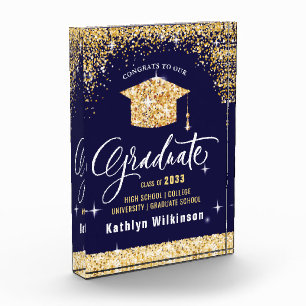 Elegant Gold Glitter Sparkling Graduation Photo Block