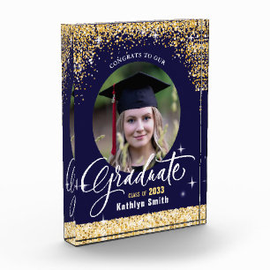 Elegant Gold Glitter Sparkling Graduation  Photo Block