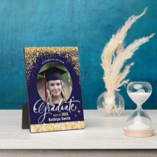 Elegant Gold Glitter Sparkling Graduation Photo Plaque