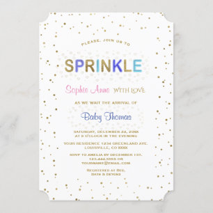 Elegant Gold Glitter SPRINKLE Boy Baby Shower Invitation