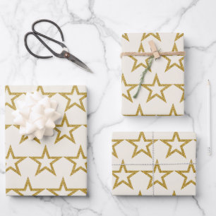 Elegant Gold Glitter Star Wrapping Paper