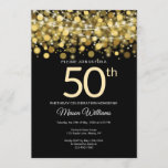 Elegant Gold Glitter String lights 50th birthday Invitation<br><div class="desc">An elegant modern birthday invitation with string lights on a background of glittery lights. A great design for any age for men or women. You can change the age to any number by clicking the "customise it" button.</div>