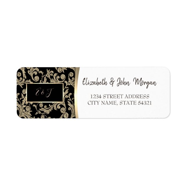 Elegant Gold Glitter Swirls  Address Label (Front)