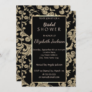 Elegant  Gold Glitter Swirls Bridal Shower Invitation