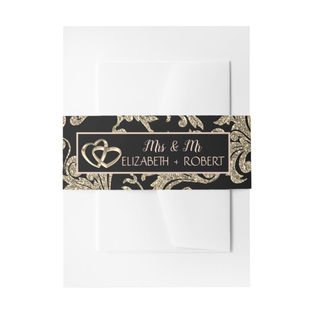 Elegant Gold Glitter Swirls Invitation Belly Band (Front Example)