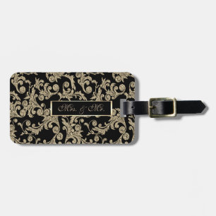 Elegant Gold Glitter Swirls Luggage Tag