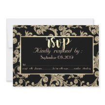 Elegant Gold Glitter Swirls  RSVP Card