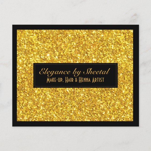 Elegant Gold Glitter Texture Black background Flyer (Front)
