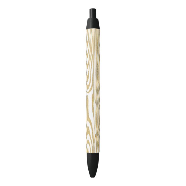 Elegant Gold Glitter Texture Print Black Ink Pen (Front Vertical)