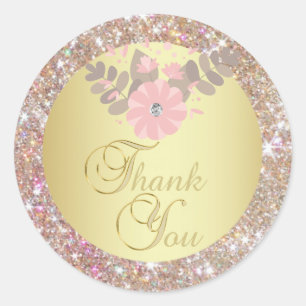 Elegant Gold Glitter Thank You Envelope Seals