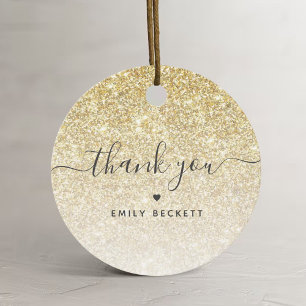 Elegant Gold Glitter Thank You Favor Tags