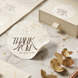 Elegant Gold Glitter Thank You For Your Order Busi Classic Round Sticker
