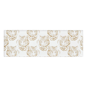 Elegant Gold Glitter Tiger Print White Design Name Tag