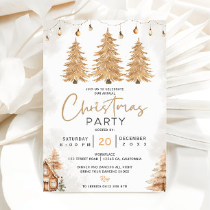 Elegant Gold Glitter Tree Christmas Party Invitation