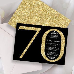 Elegant Gold Glitter Typography 70th Birthday Invitation
