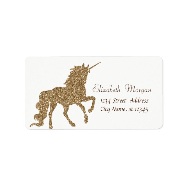 Elegant Gold Glitter Unicorn Label (Front)