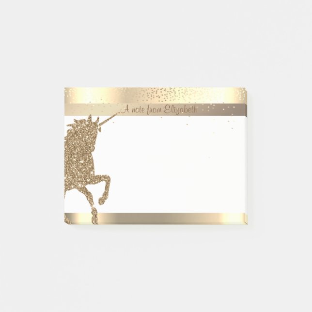Elegant Gold Glitter Unicorn, Stripe,Confetti Post-it Notes (Front)