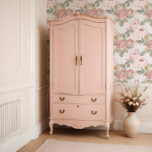 Elegant Gold Glitter Watercolor Pink Peony Florals Wallpaper