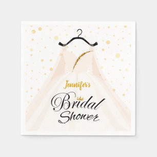 Elegant Gold Glitter Wedding Dress Bridal Shower Napkin