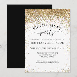 Elegant Gold Glitter Wedding Engagement Party Invitation