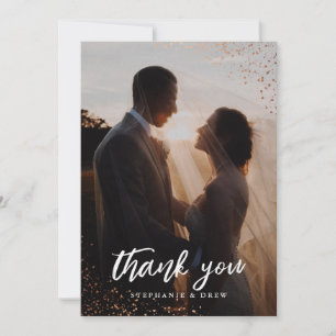 Elegant Gold Glitter Wedding Photo Thank You Card