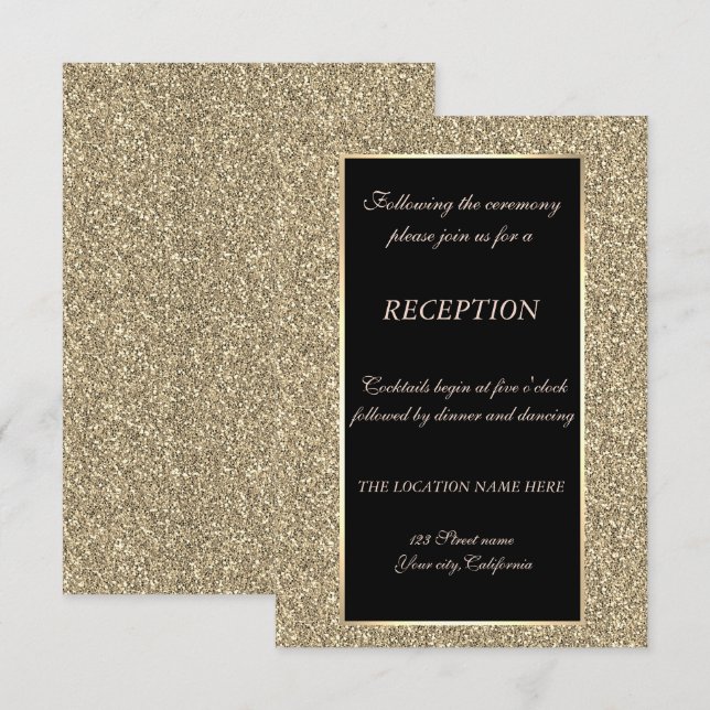 Elegant Gold Glitter Wedding Reception Invitation (Front/Back)