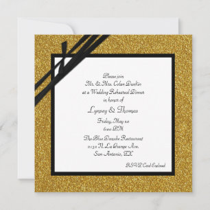 Elegant Gold Glitter Wedding Rehearsal Dinner Invitation