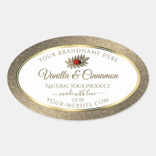 Elegant Gold Glitter White Product Labels Ladybug