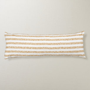 Elegant Gold Glitter White Stripe Chic Pattern Body Cushion