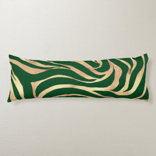 Elegant Gold Glitter Zebra Green Animal Print Body Cushion