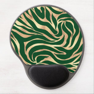 Elegant Gold Glitter Zebra Green Animal Print Gel Mouse Mat