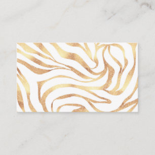 Elegant Gold Glitter Zebra White Animal Print Business Card