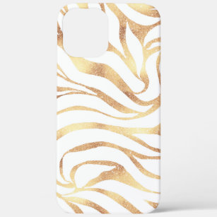 Elegant Gold Glitter Zebra White Animal Print Case-Mate iPhone Case