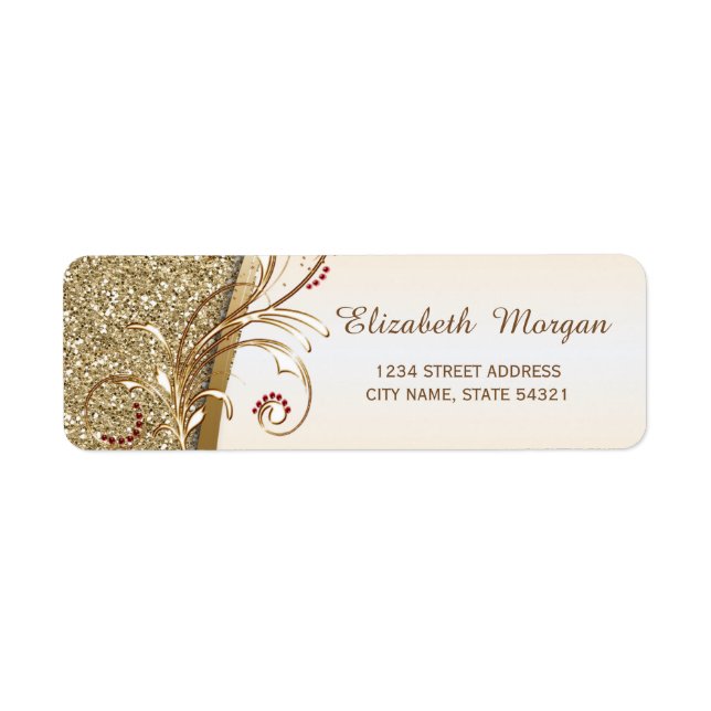 Elegant Gold Glittery   Address Label (Front)